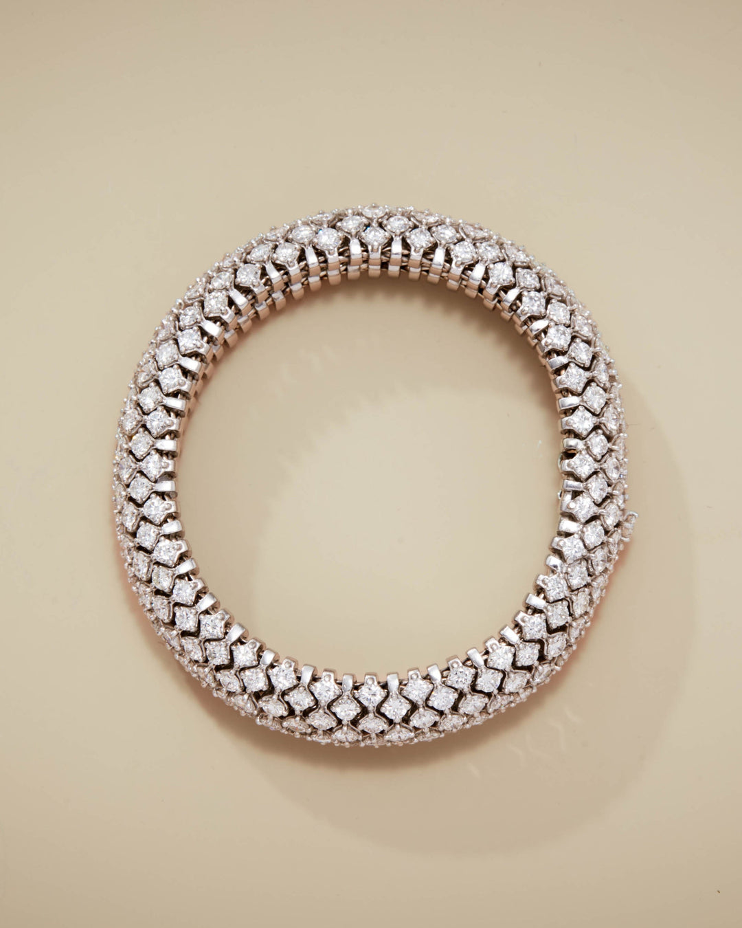 Diamond Bombé Bracelet in Platinum