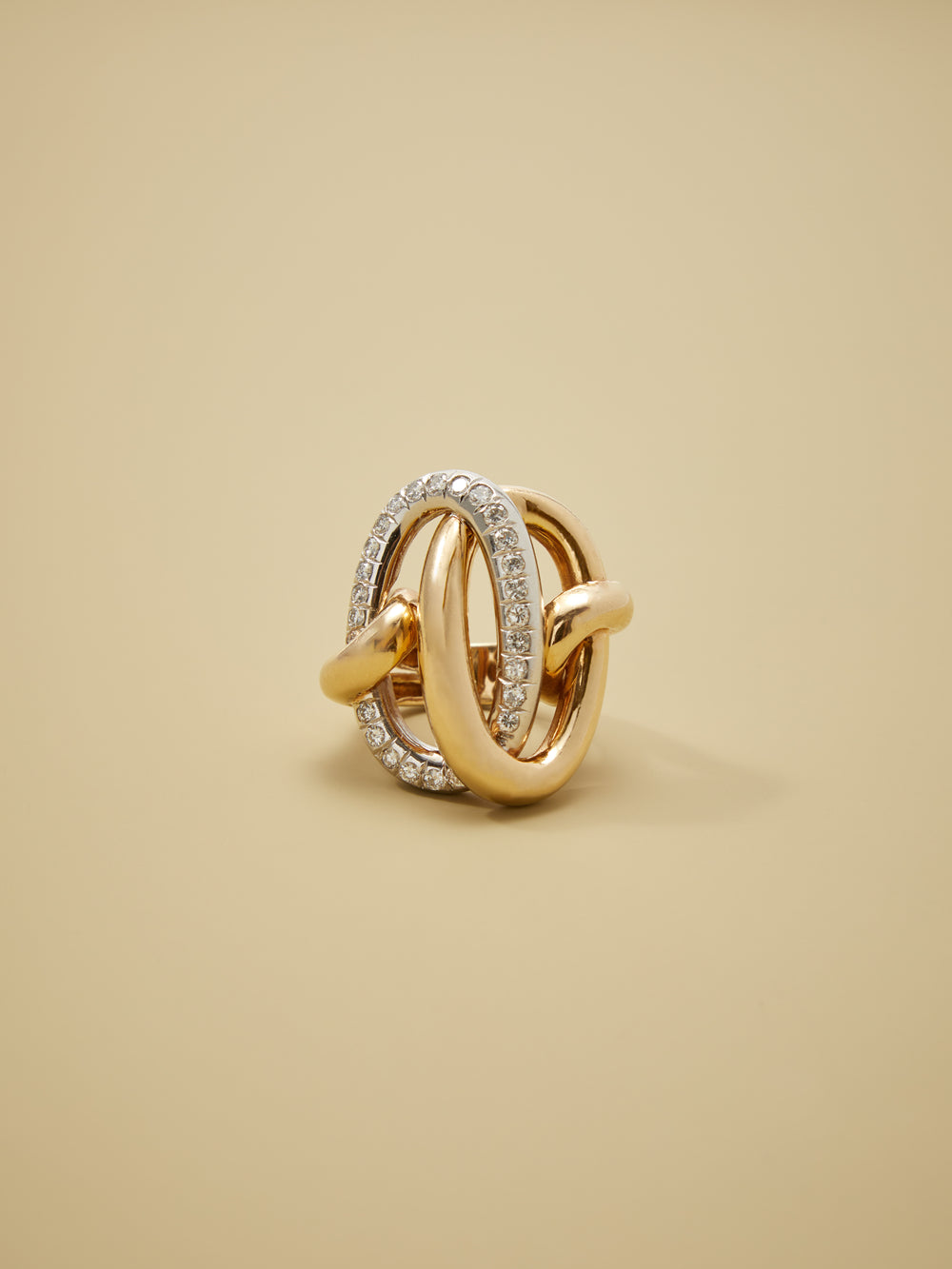 Hammerman Bros. Diamond Interlocking Ovals Ring in 14k Gold