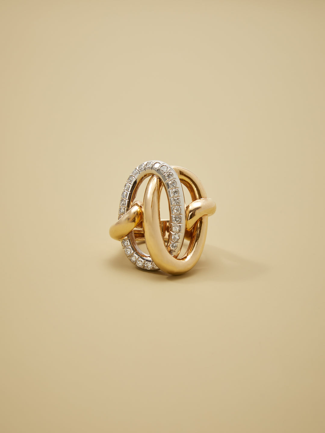 Hammerman Bros. Diamond Interlocking Ovals Ring in 14k Gold