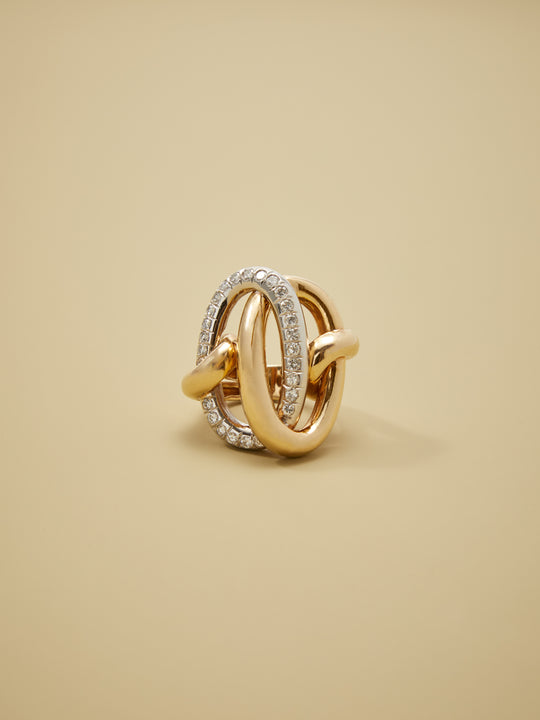 Hammerman Bros. Diamond Interlocking Ovals Ring in 14k Gold