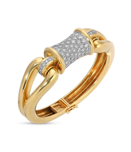 Retro Diamond Bangle Bracelet in 18k Gold