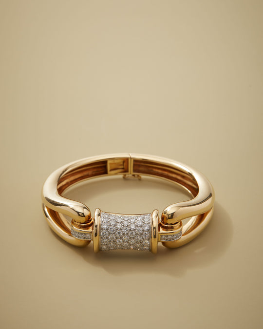 Retro Diamond Bangle Bracelet in 18k Gold