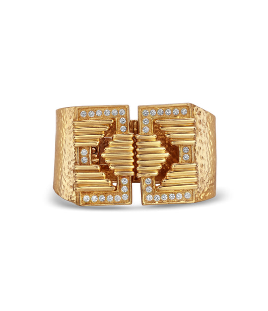Geometric Diamond Cuff Bracelet in 18k Gold