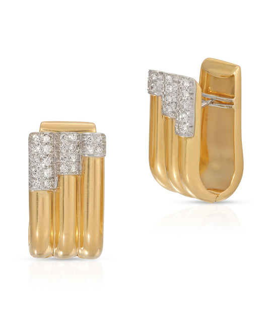 Art Moderne Diamond Earrings in 18K Gold