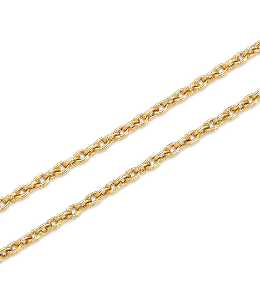 Oval Link Chain in 18K Smooth & Textured Gold