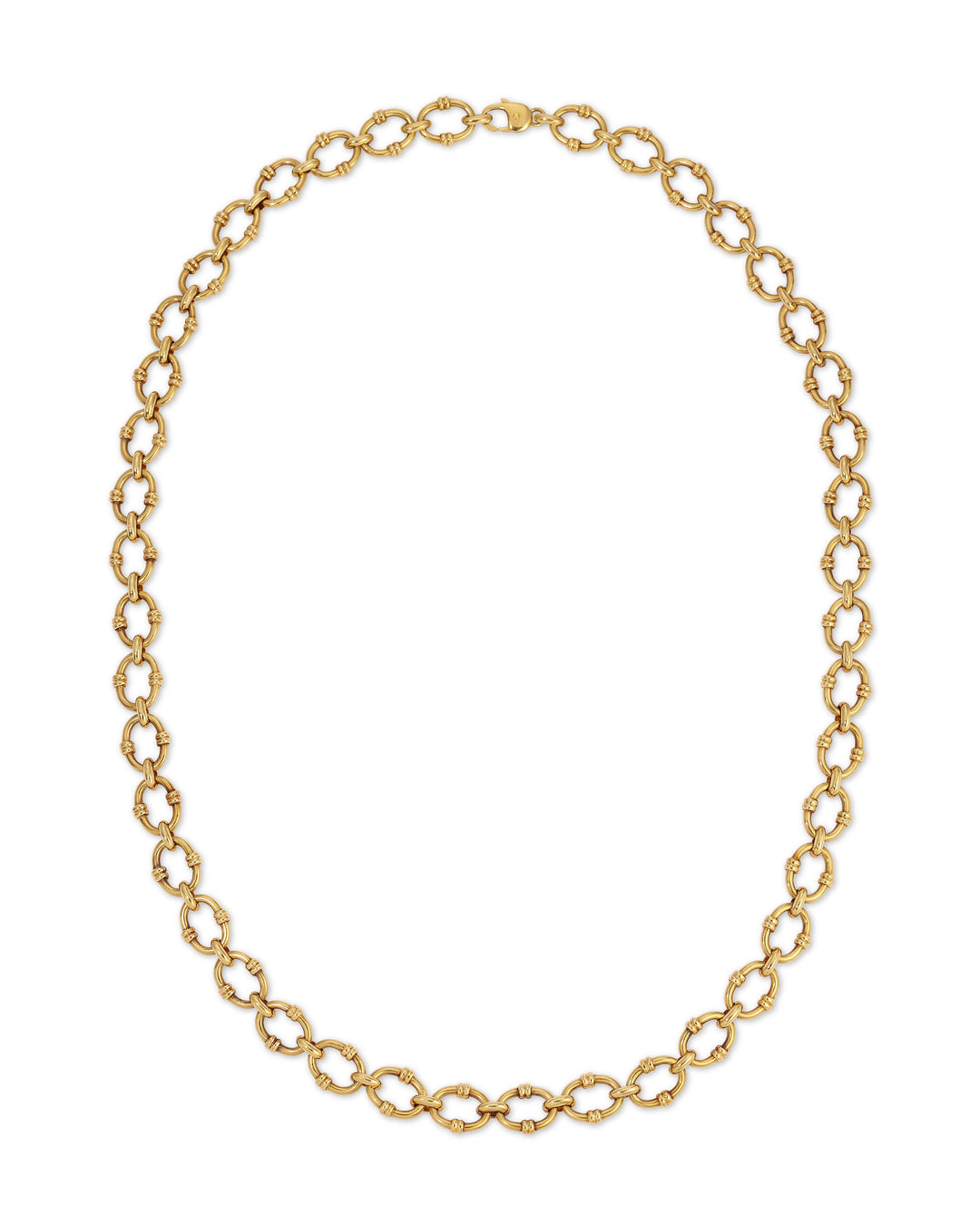 Vintage Fancy Oval Link Long Necklace in 18k Gold