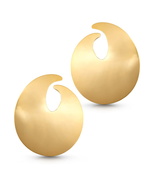 Large Organic Disc Earrings in 14K Gold