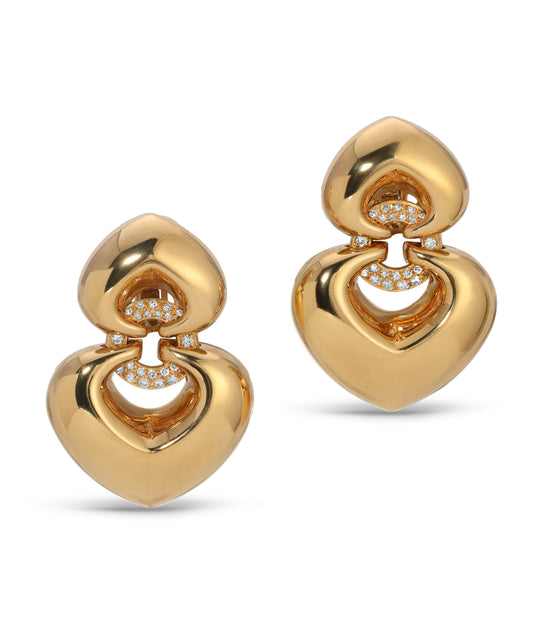 Bulgari, Diamond ‘Doppio Cuore’ Earrings in 18k Gold