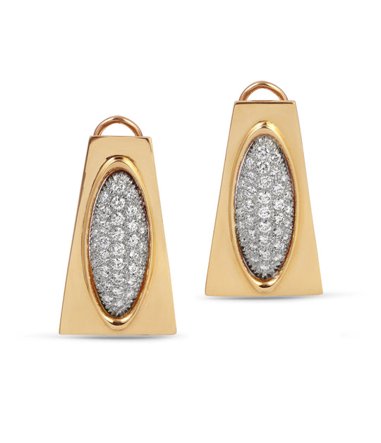 Mèrenor Diamond Oblong Earrings in 18k Gold