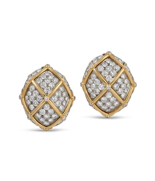 Diamond Bombé Ear Clips in Two-Toned Gold