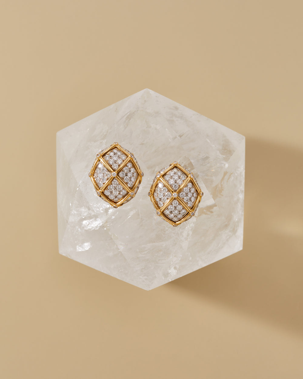 Diamond Bombé Ear Clips in Two-Toned Gold