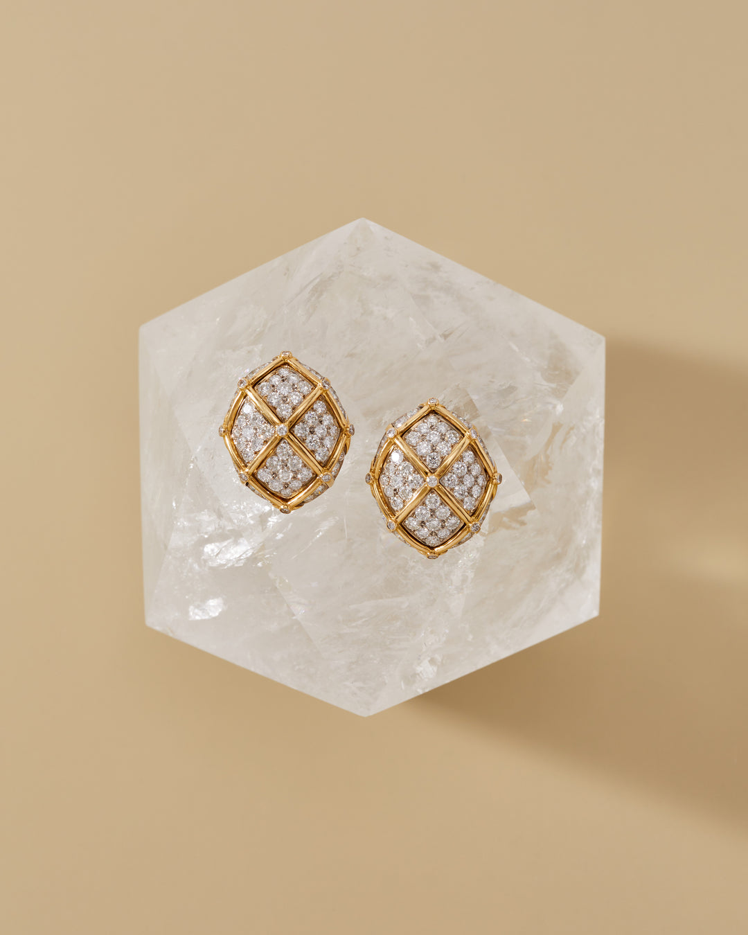 Diamond Bombé Ear Clips in Two-Toned Gold