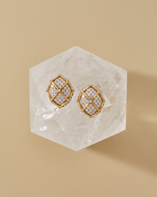 Diamond Bombé Ear Clips in Two-Toned Gold