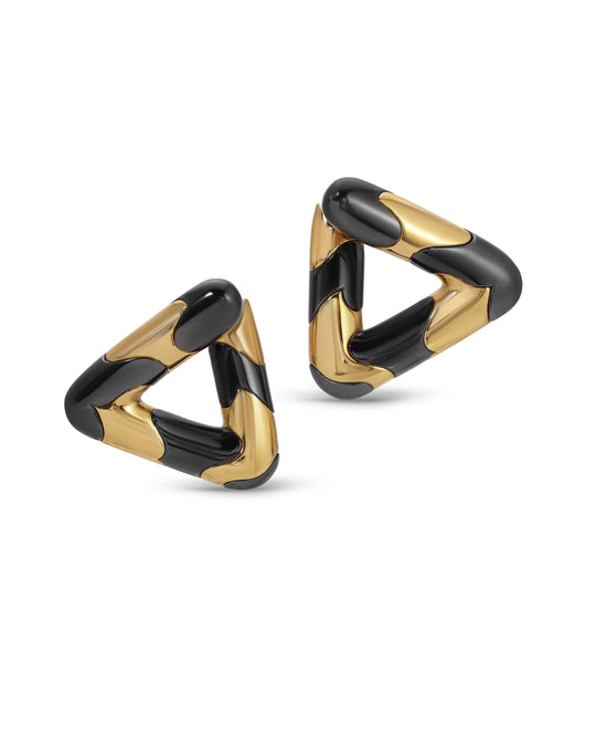 Marina B. Ear Clip-Brooches in 18k Gold & Stainless Steel