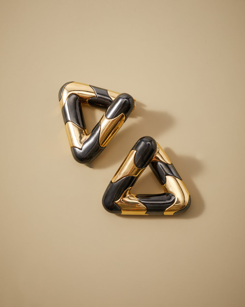 Marina B. Ear Clip-Brooches in 18k Gold & Stainless Steel