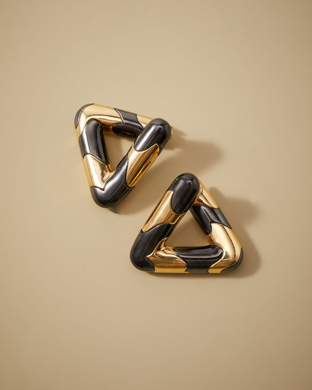 Marina B. Ear Clip-Brooches in 18k Gold & Stainless Steel