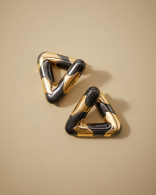 Marina B. Ear Clip-Brooches in 18k Gold & Stainless Steel