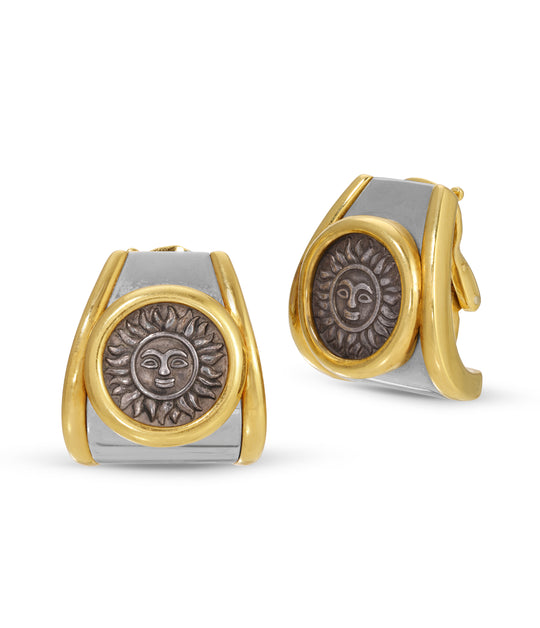 Marina B Solar Ear Clips in 18k Gold and Silver