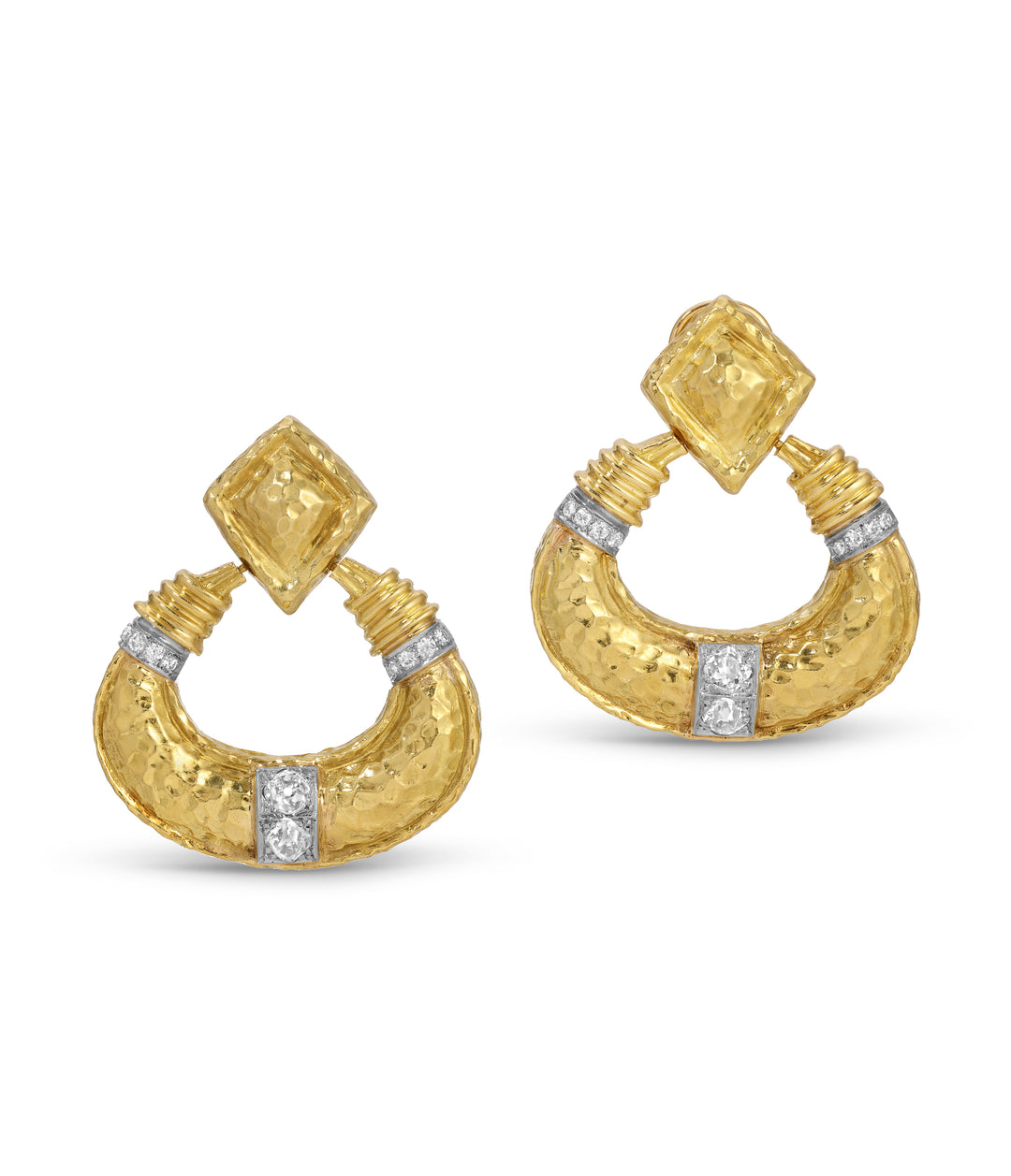 Diamond Door Knocker Ear Clips in 18k Gold