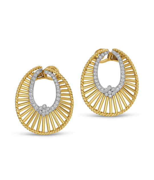 Diamond Hoop Spoke Ear Clips in 18k Gold