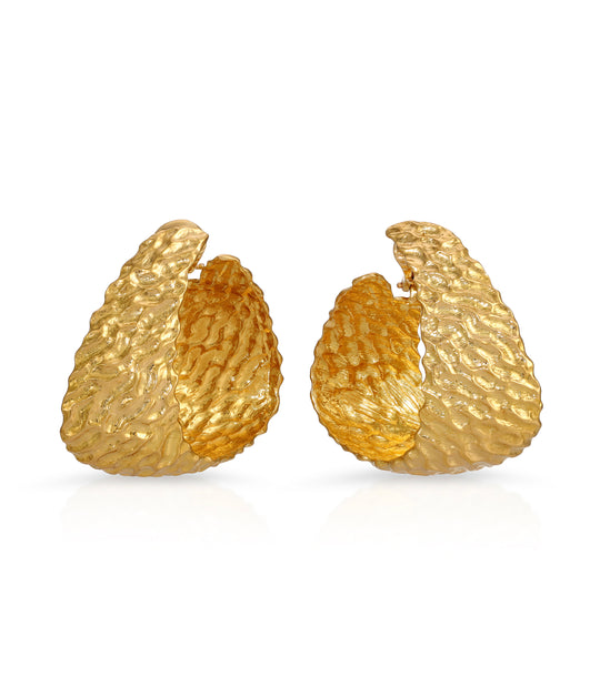 French Modernist Gold Hoop Earrings