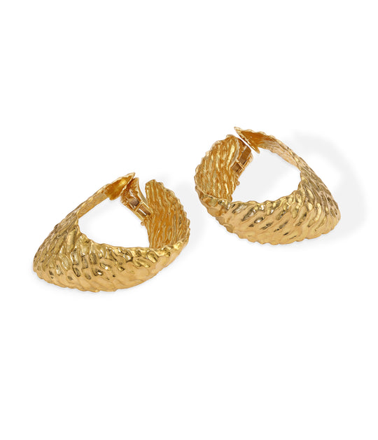French Modernist Gold Hoop Earrings