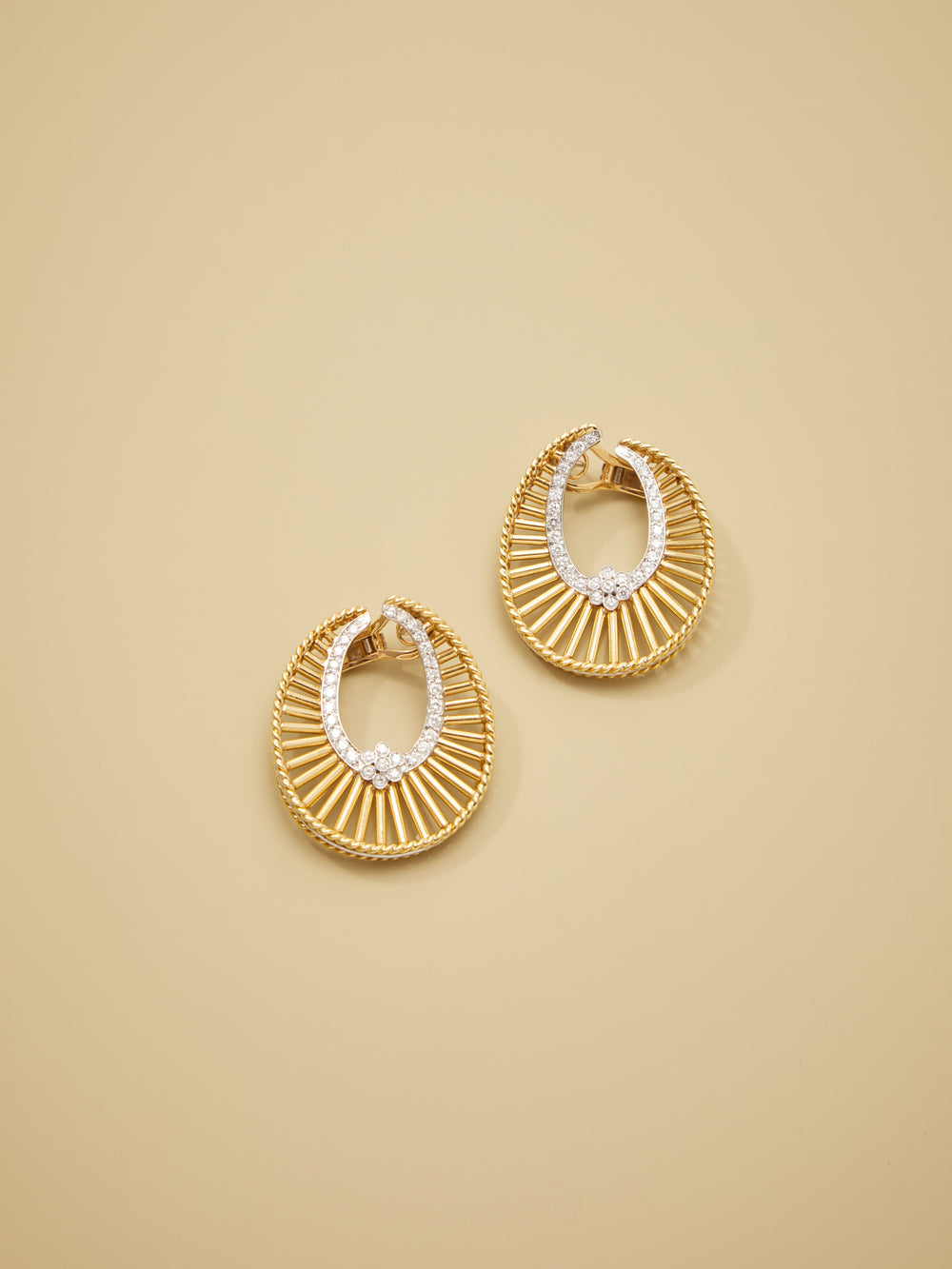 Diamond Hoop Spoke Ear Clips in 18k Gold