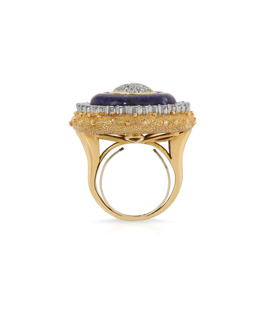Lapis Lazuli & Diamond Cocktail Ring in 14K Gold