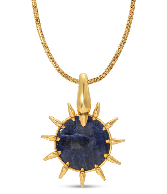 Ilias Lalaounis Gold and Sodalite Swan Pendant with Braided Mesh Necklace