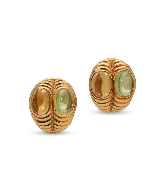 Bulgari 'Doppio' Peridot and Topaz Ear Clips in 18k Gold