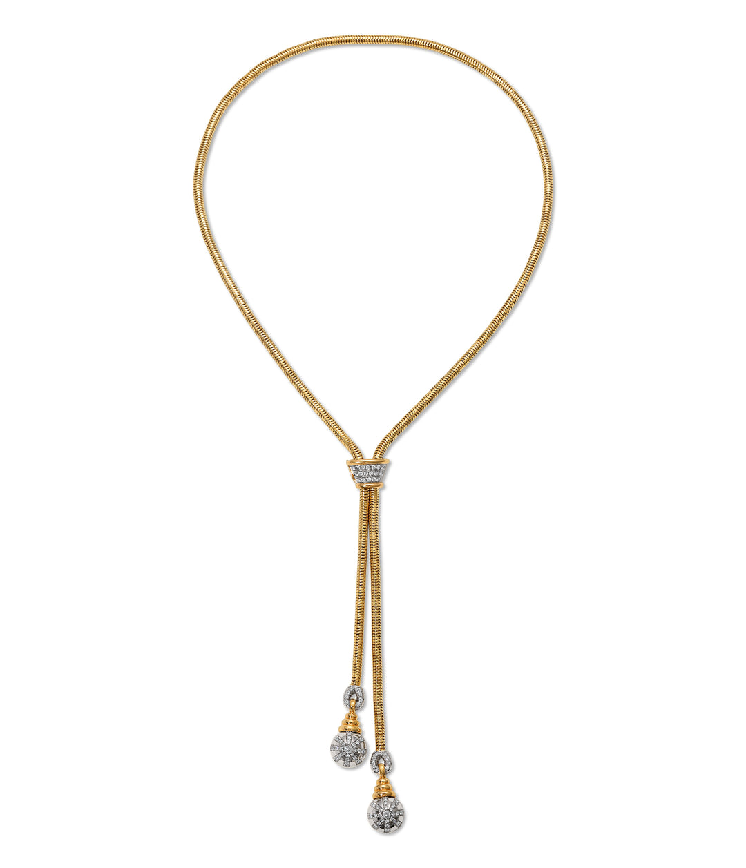 Diamond Lariat Necklace in Two-Toned 18k Gold