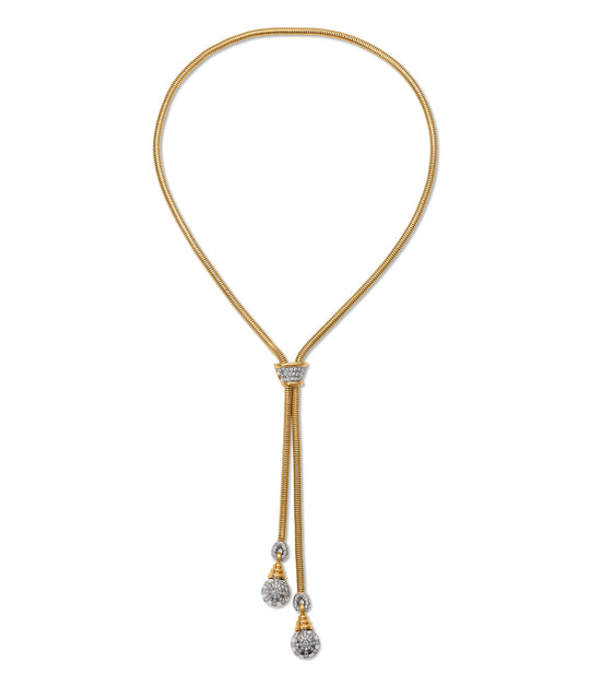 Diamond Lariat Necklace in Two-Toned 18k Gold