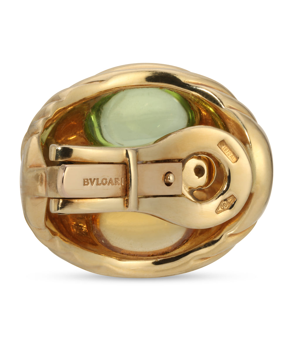 Bulgari 'Doppio' Peridot and Topaz Ear Clips in 18k Gold