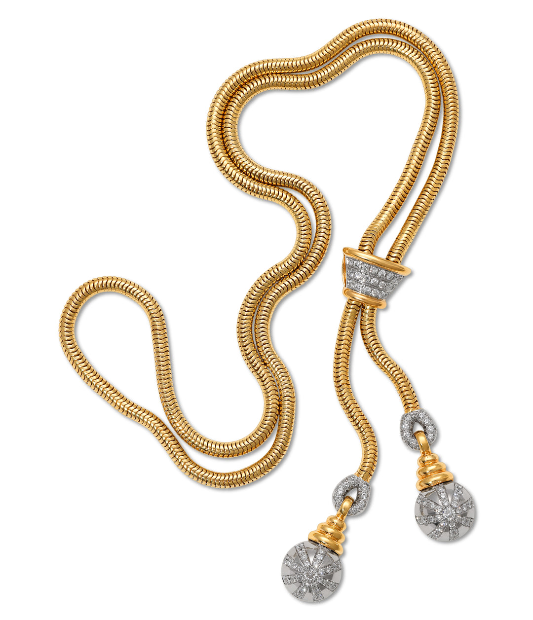 Diamond Lariat Necklace in Two-Toned 18k Gold