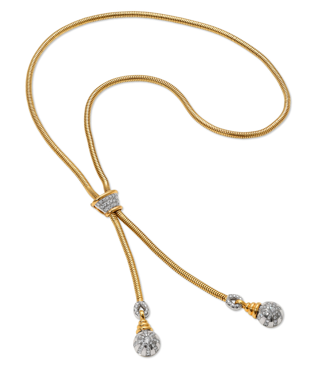 Diamond Lariat Necklace in Two-Toned 18k Gold