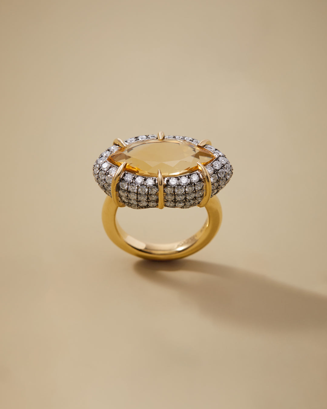 Diamond and Citrine Ring in Platinum & 18k Gold