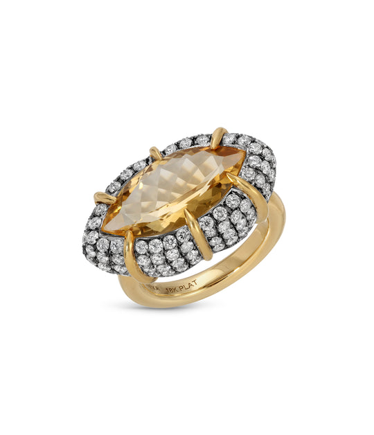 Diamond and Citrine Ring in Platinum & 18k Gold