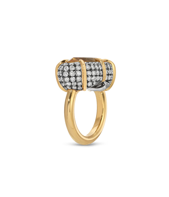 Diamond and Citrine Ring in Platinum & 18k Gold