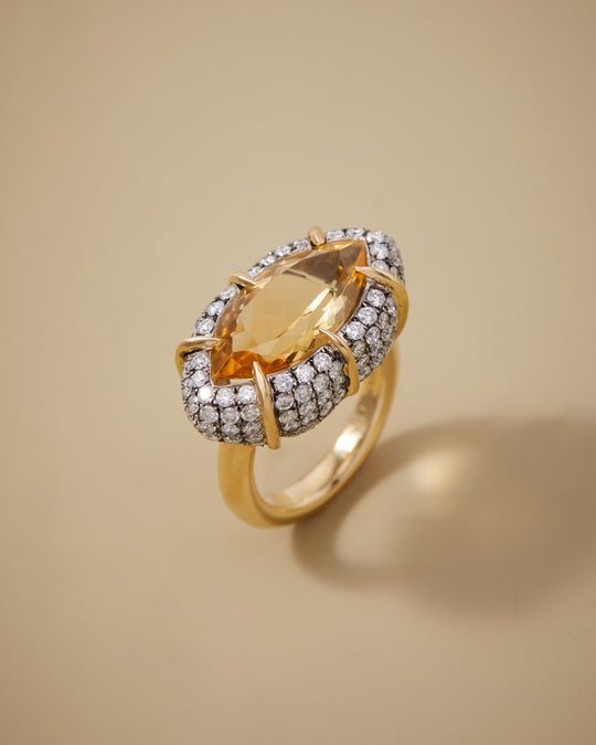 Diamond and Citrine Ring in Platinum & 18k Gold