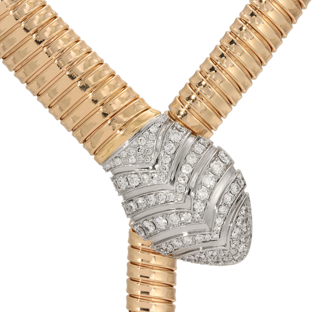 Diamond Snake Turbogas Necklace  in Two-Tone Gold