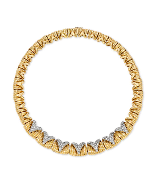 Diamond Collar Necklace in 18K Textured Gold