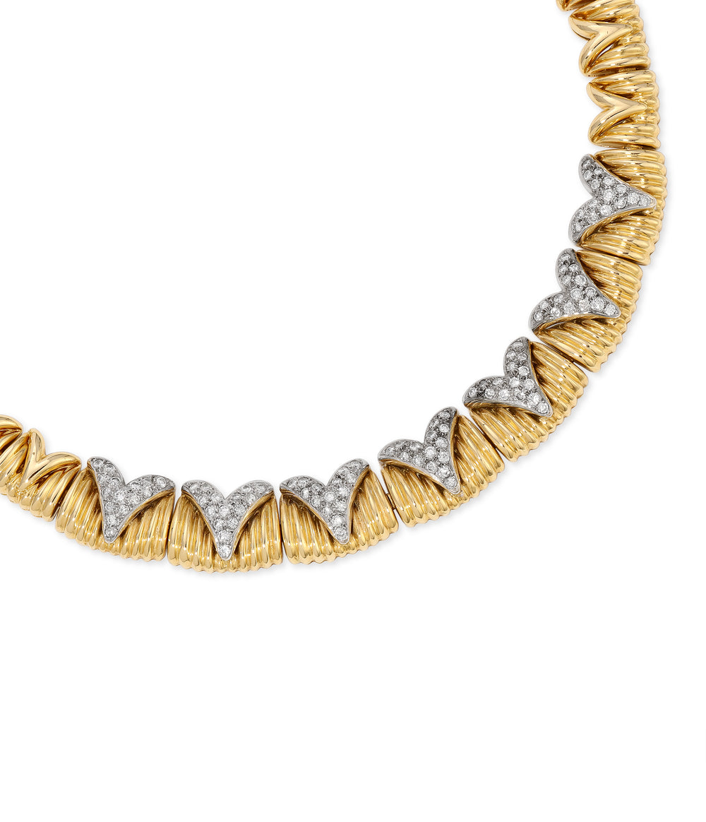 Diamond Collar Necklace in 18K Textured Gold