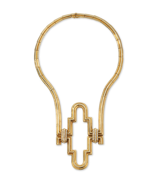 Mapamenos Natepas Geometic Diamond Accented Necklace in 18k Gold