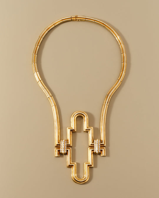 Mapamenos Natepas Geometic Diamond Accented Necklace in 18k Gold