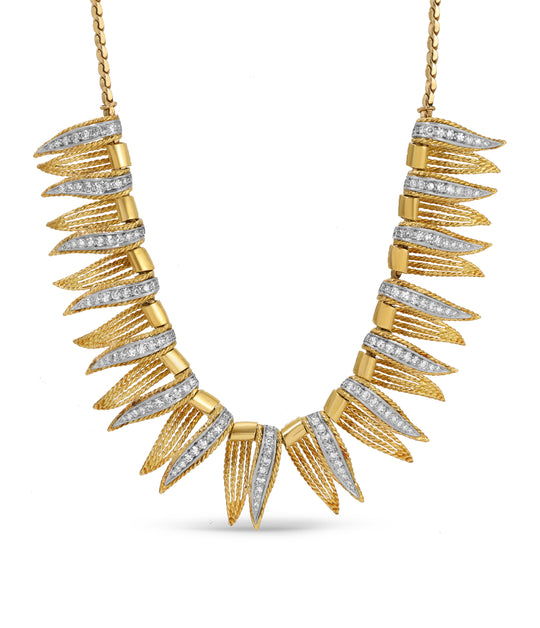 Diamond Leaf Collar Necklace in 18k Gold
