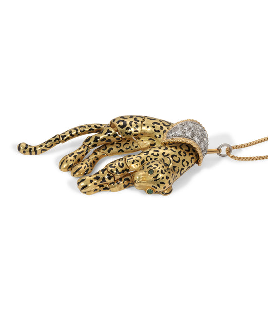 Diamond Panther Pendant in Two-Tone Gold