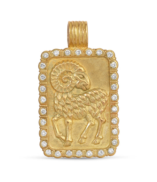 Fred Diamond Aries Zodiac Pendant in 18k Gold