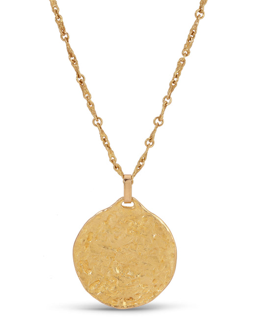 Vintage Celestial Zodiac Medallion Necklace in 18k Gold