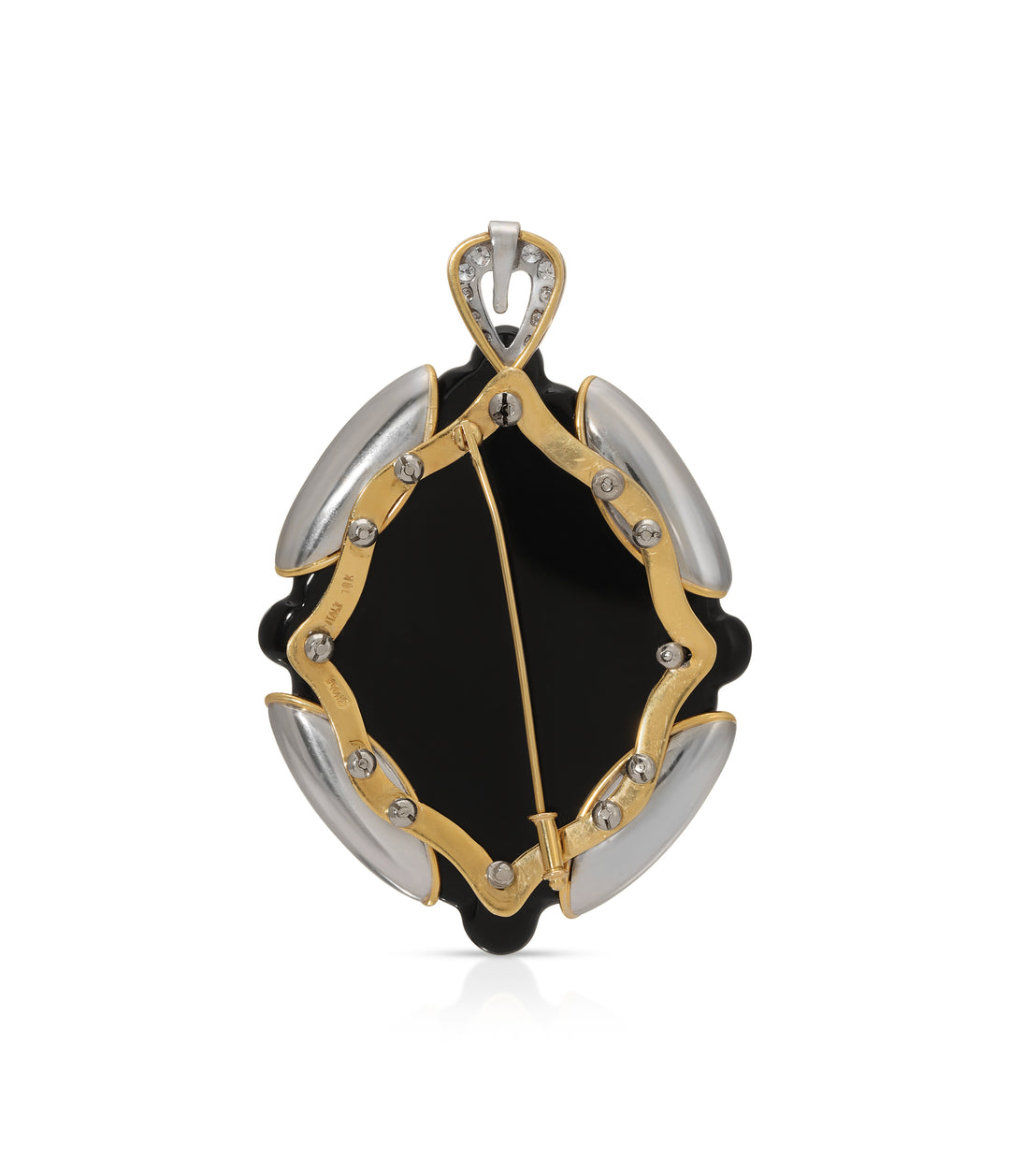 Black Onyx & Diamond Pendant-Brooch