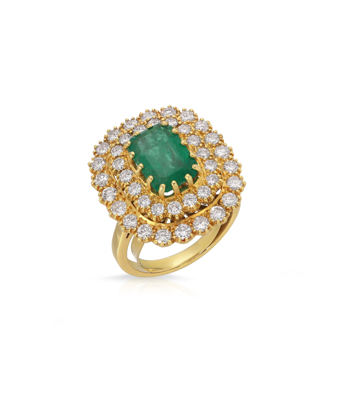 Emerald & Diamond Cocktail Ring in 14K Gold